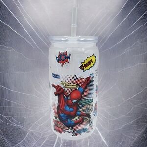 Spider-Man Comic Book Style 16 oz Tumbler With Clear Acrylic Lid & Straw